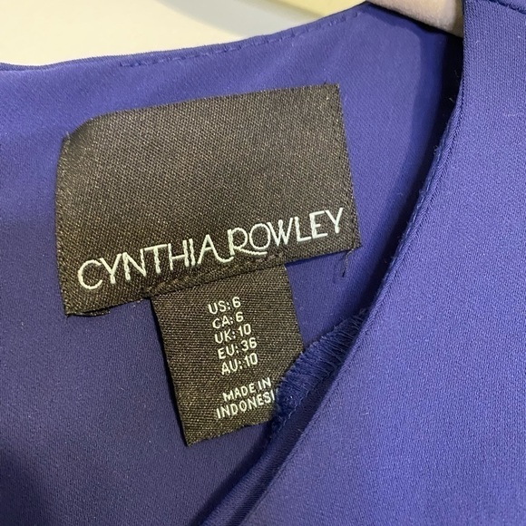 Cynthia Rowley Navy Mini Dress with Cap Ruffle Sleeve, Navy, Size 6 - Picture 6 of 13